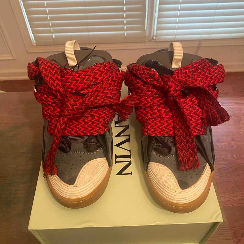 Lanvin High-Top Sneakers with Red and Blue Design